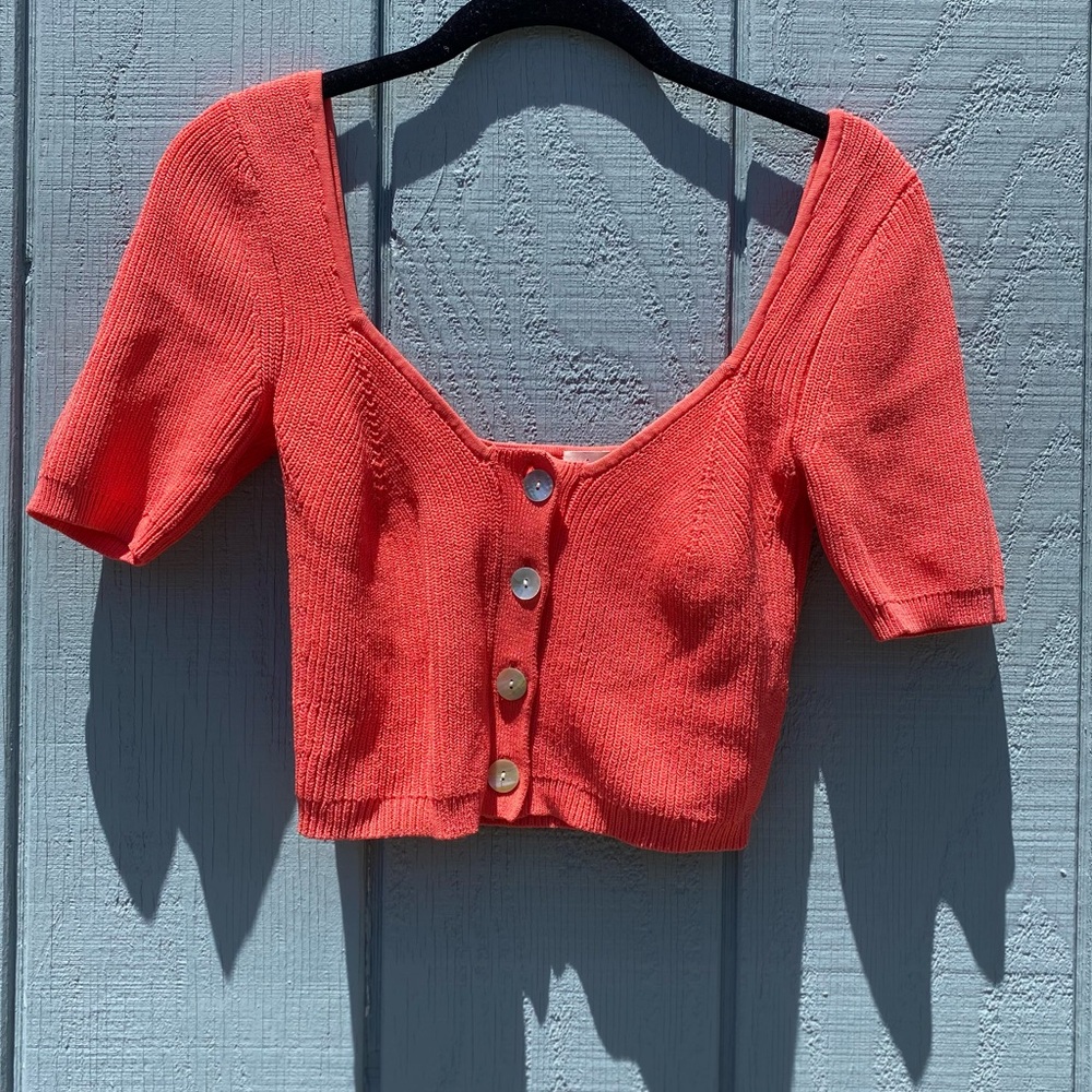 Wilfred knit button down crop top